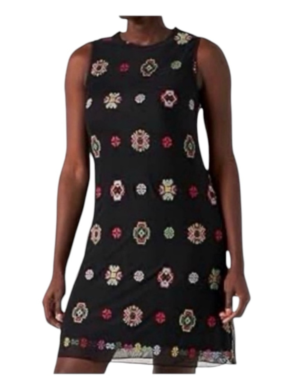 DESIGUAL Sleeveless Embroidered Geometric Print Dress, Size 40 - US Size L/10.